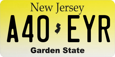 NJ license plate A40EYR
