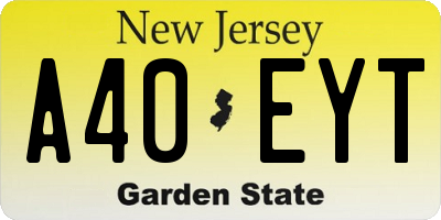 NJ license plate A40EYT