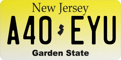 NJ license plate A40EYU
