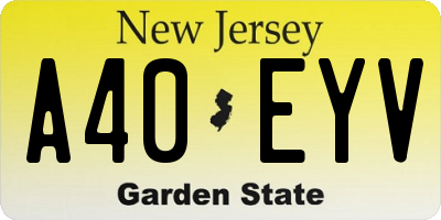 NJ license plate A40EYV