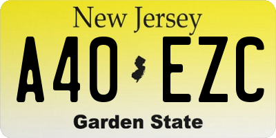NJ license plate A40EZC