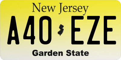 NJ license plate A40EZE