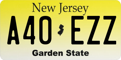 NJ license plate A40EZZ