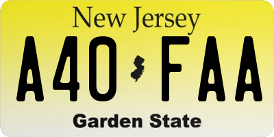 NJ license plate A40FAA