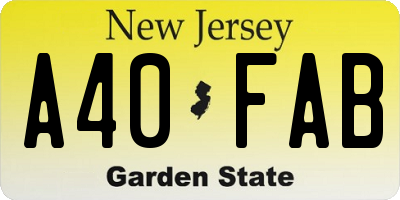 NJ license plate A40FAB