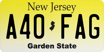 NJ license plate A40FAG