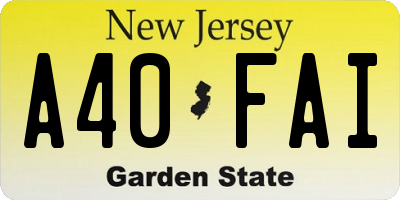 NJ license plate A40FAI