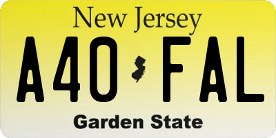 NJ license plate A40FAL