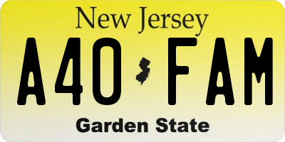 NJ license plate A40FAM