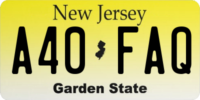 NJ license plate A40FAQ