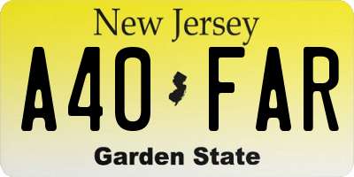 NJ license plate A40FAR
