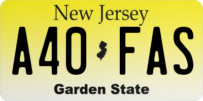 NJ license plate A40FAS