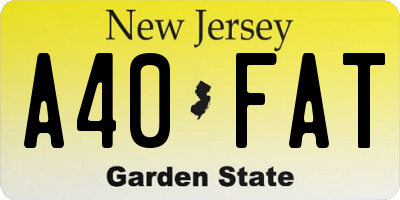 NJ license plate A40FAT