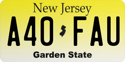 NJ license plate A40FAU