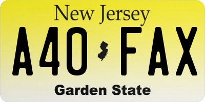 NJ license plate A40FAX