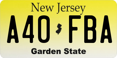 NJ license plate A40FBA