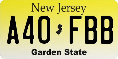NJ license plate A40FBB