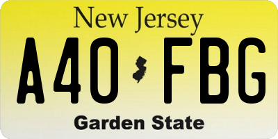 NJ license plate A40FBG