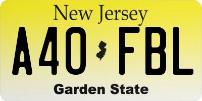 NJ license plate A40FBL
