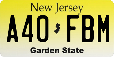 NJ license plate A40FBM