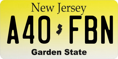 NJ license plate A40FBN