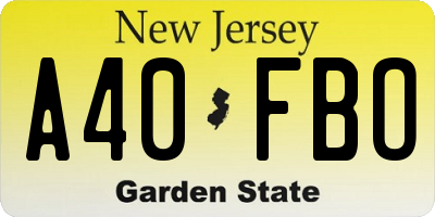 NJ license plate A40FBO