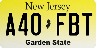 NJ license plate A40FBT