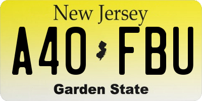NJ license plate A40FBU