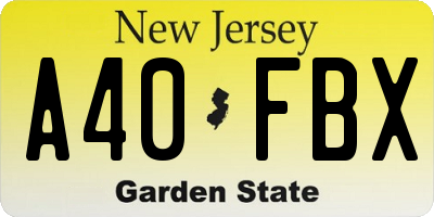 NJ license plate A40FBX