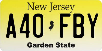 NJ license plate A40FBY