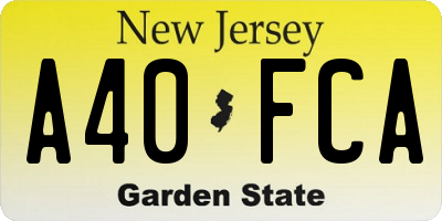 NJ license plate A40FCA