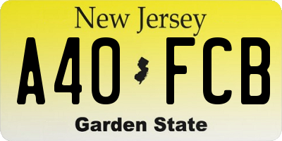 NJ license plate A40FCB