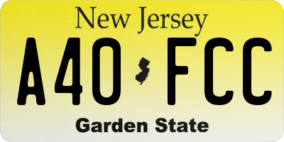 NJ license plate A40FCC