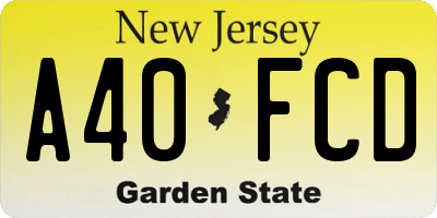 NJ license plate A40FCD