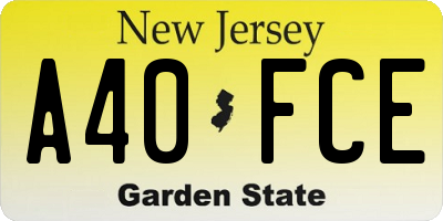 NJ license plate A40FCE