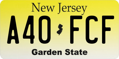 NJ license plate A40FCF