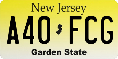 NJ license plate A40FCG