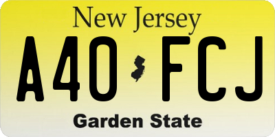 NJ license plate A40FCJ