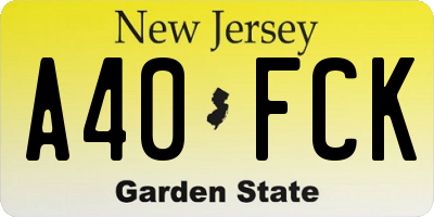 NJ license plate A40FCK