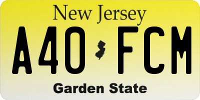 NJ license plate A40FCM