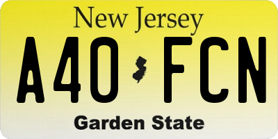 NJ license plate A40FCN