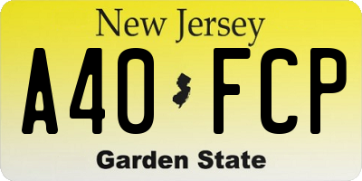 NJ license plate A40FCP