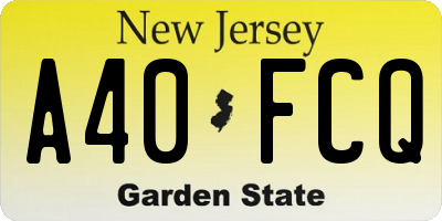 NJ license plate A40FCQ