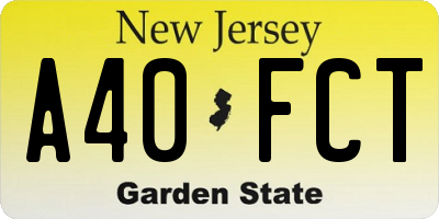 NJ license plate A40FCT