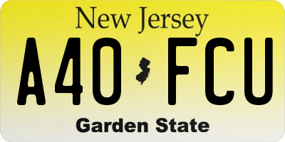 NJ license plate A40FCU