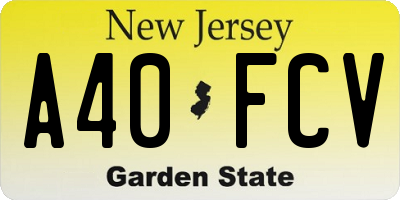NJ license plate A40FCV