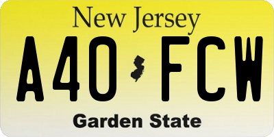 NJ license plate A40FCW
