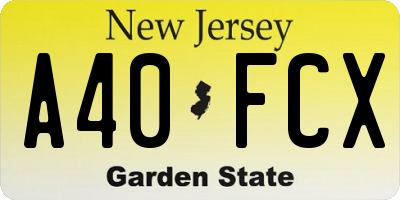NJ license plate A40FCX