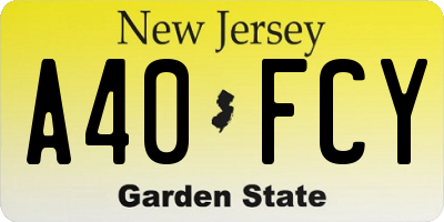 NJ license plate A40FCY