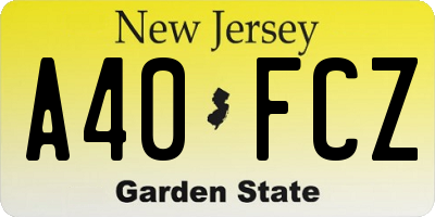 NJ license plate A40FCZ
